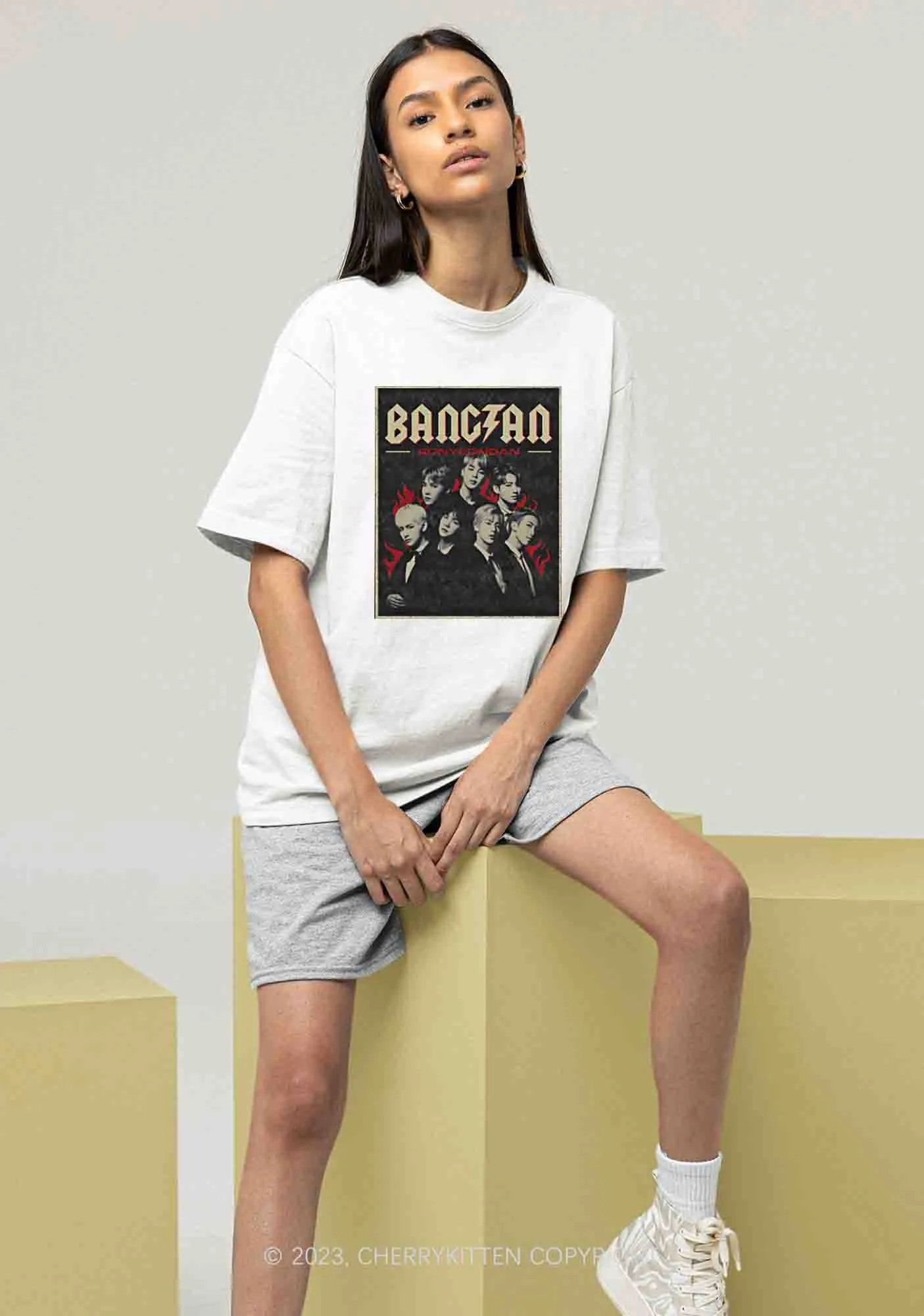 Bangtan Fire Kpop Y2K Chunky Shirt Cherrykitten