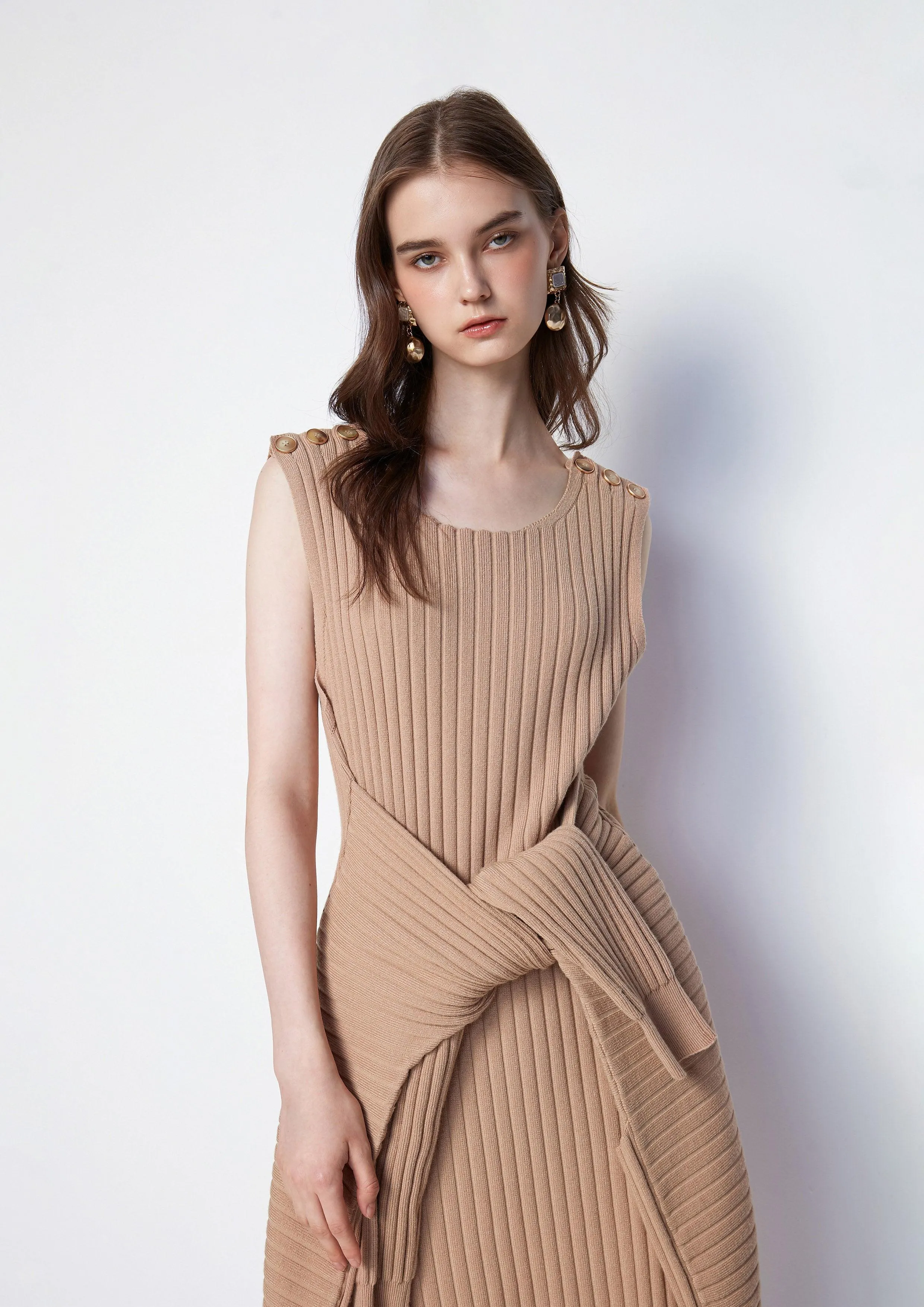 Cardigan Sleeves Detailed Shift Dress