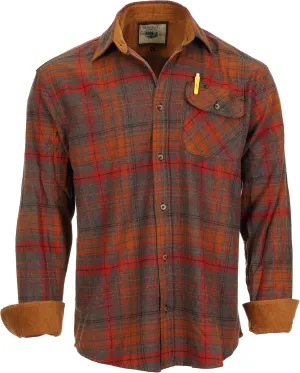 Gioberti Men's Brushed Flannel 100% Cotton Plaid Checkered Shirt with Corduroy Contrast