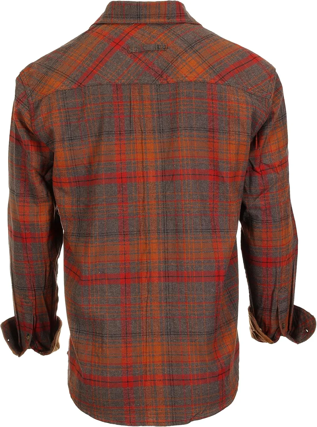 Gioberti Men's Brushed Flannel 100% Cotton Plaid Checkered Shirt with Corduroy Contrast