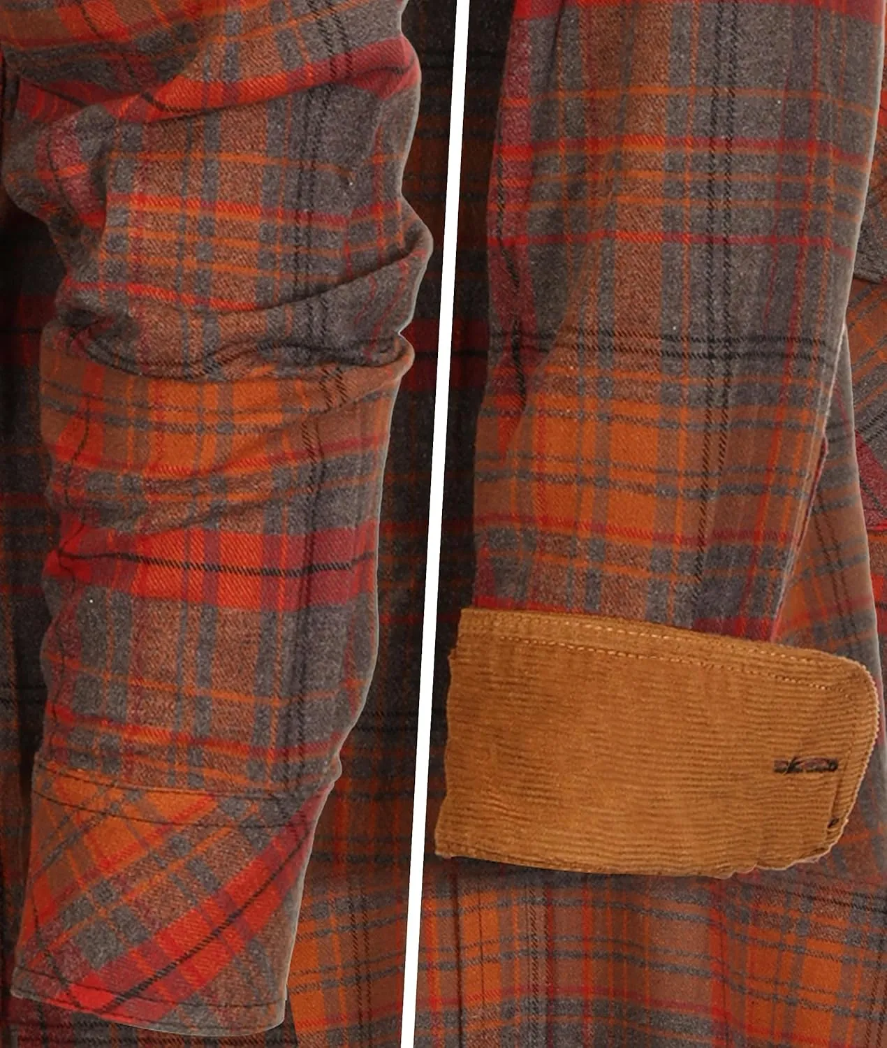 Gioberti Men's Brushed Flannel 100% Cotton Plaid Checkered Shirt with Corduroy Contrast