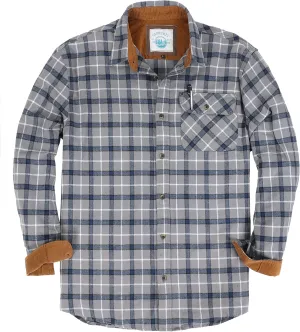 Gioberti Men's Brushed Flannel 100% Cotton Plaid Checkered Shirt with Corduroy Contrast