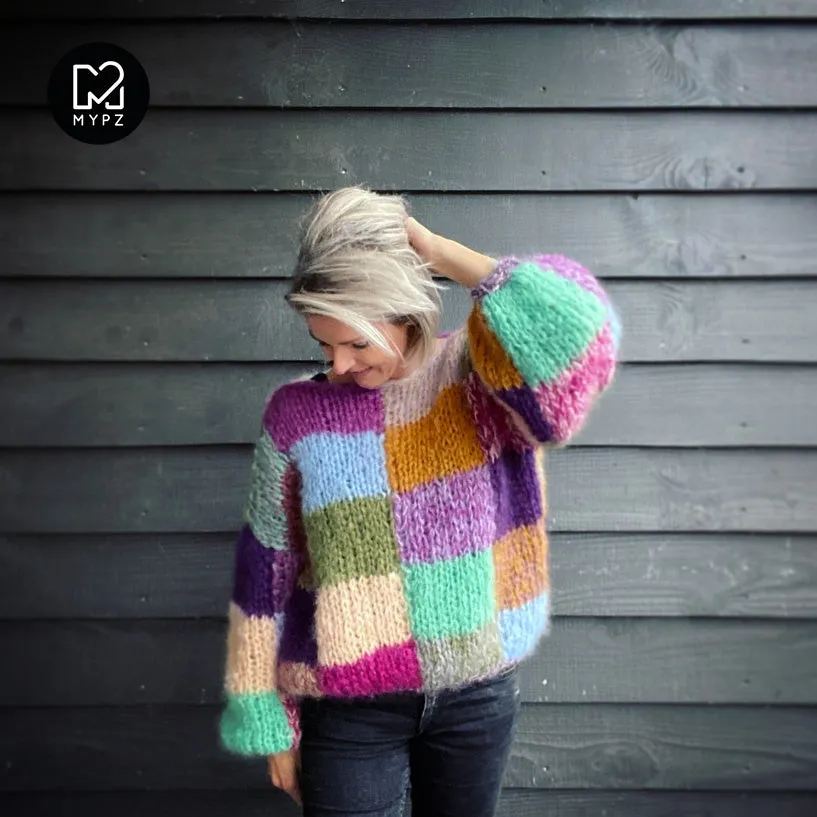 Knitting Kit – Chunky Patchwork Pullover Ivy No.15 (ENG-NL)