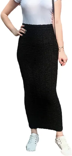 Korean Women Muslim Knitted High Waist Maxi Pencil Long Skirt