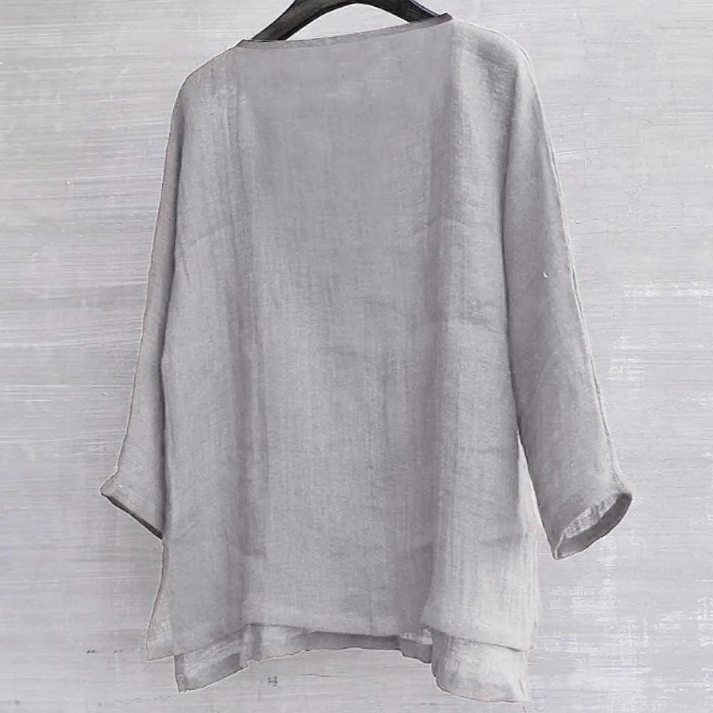 Men Cotton Linen Henley Shirts Hippie Baggy Breathable 3/4 Sleeve Blouse Summer Casual V Neck Beach Yoga Tunic Tops