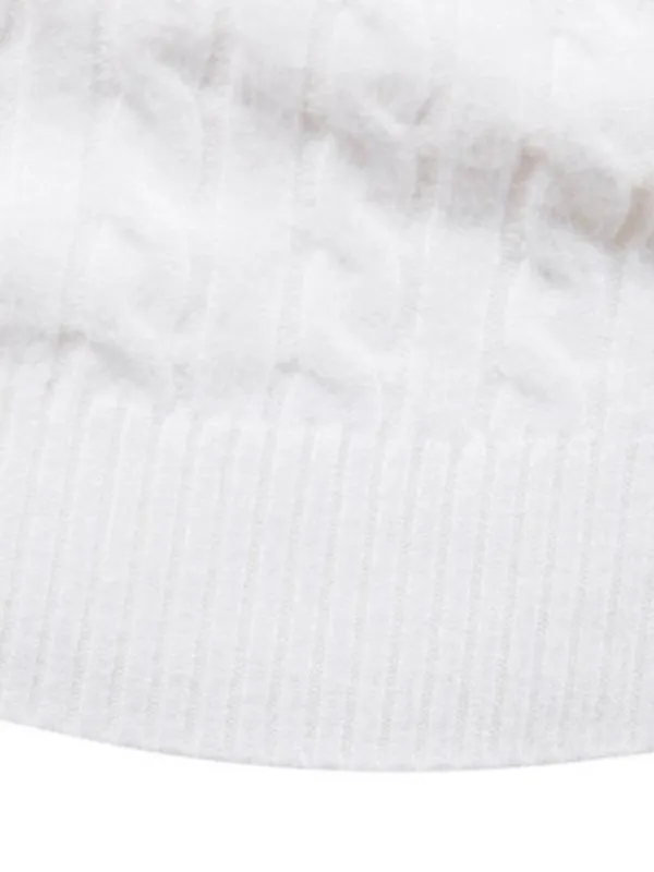 Men’s Solid Color Rolled Turtleneck Long Sleeve Rib Texture Sweater