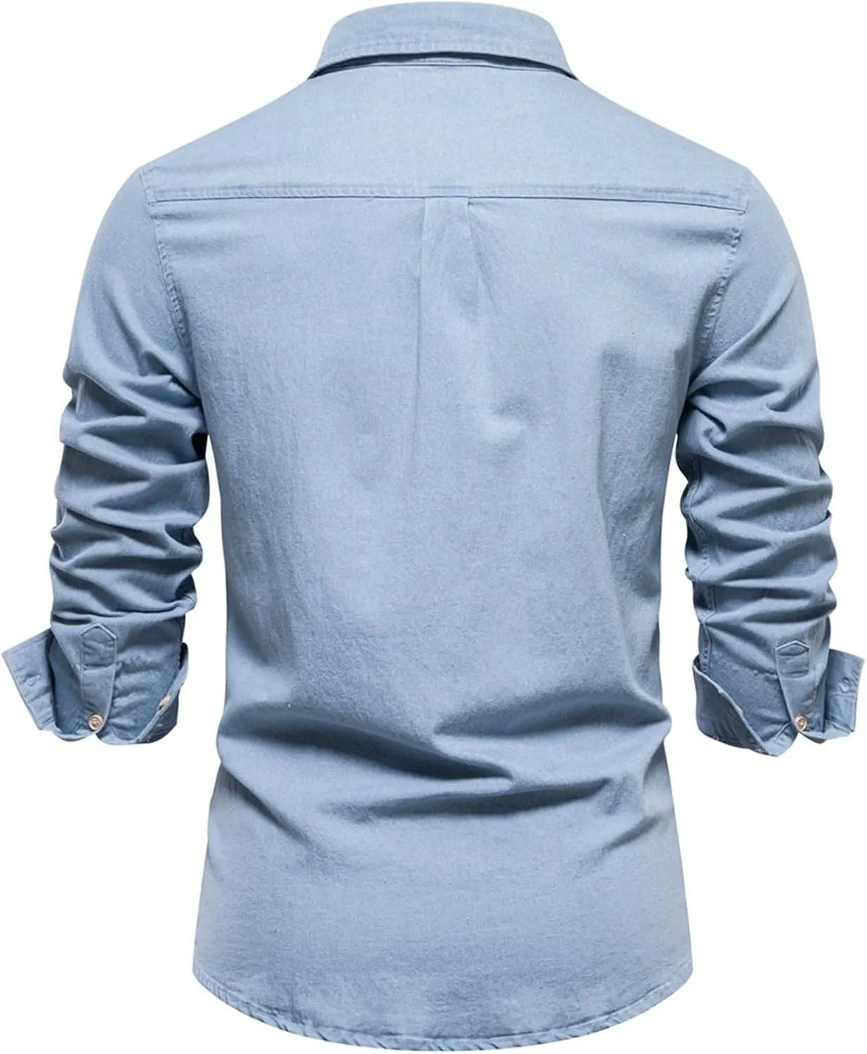 Mmoneyake Men's Stretch Denim Shirt Jackets Long Sleeve Casual Slim Fit Jean Shirt Button Down Shacket Overshirt with Pocket