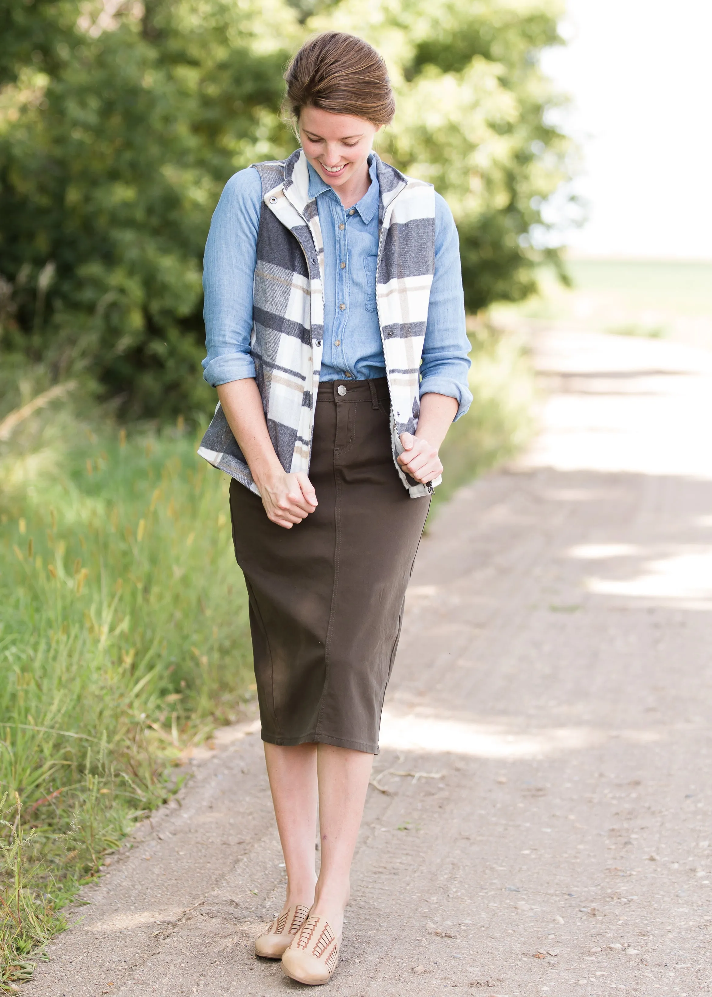 Plaid Print Sherpa Lined Vest