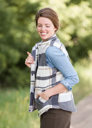 Plaid Print Sherpa Lined Vest