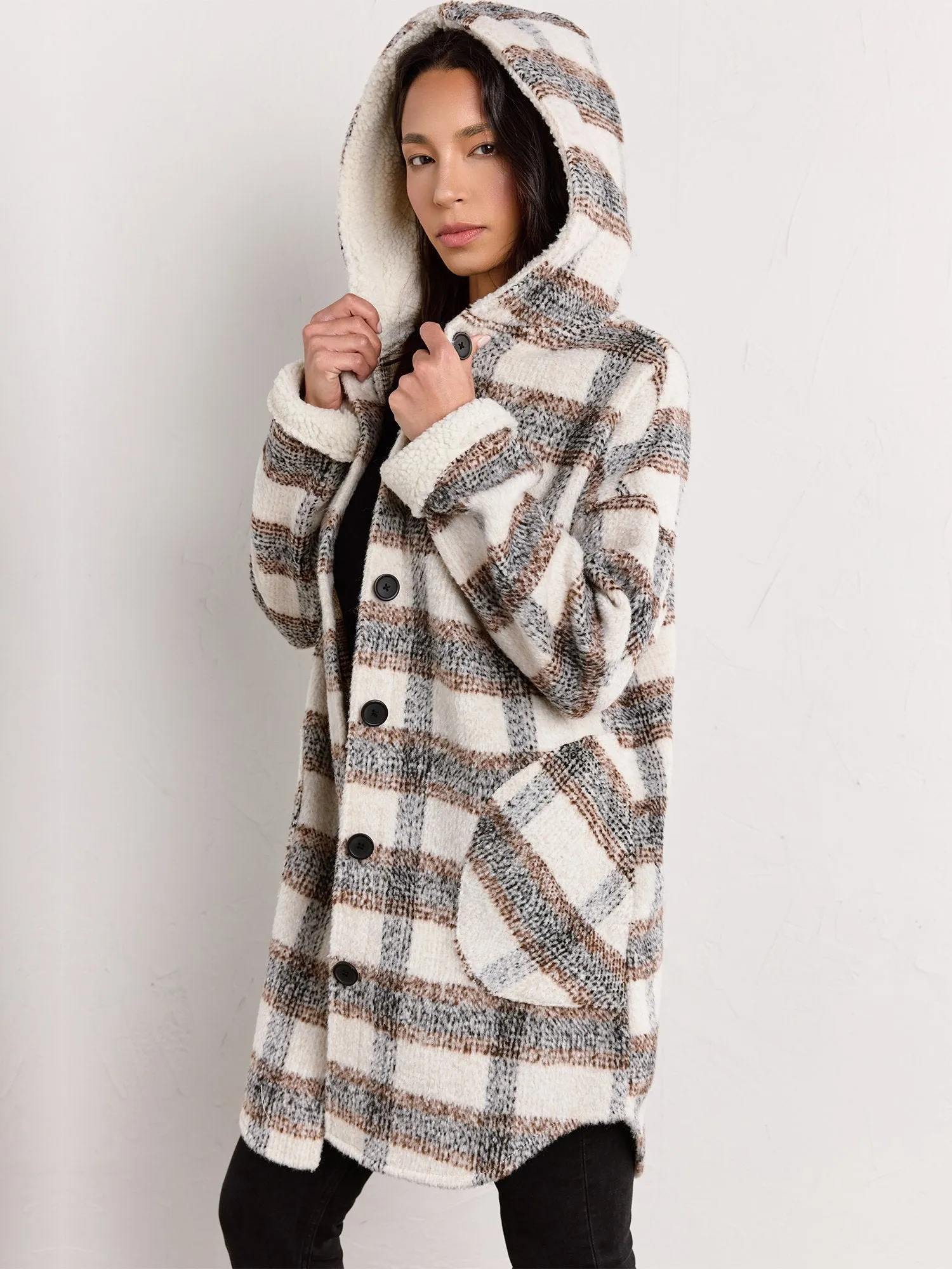 RD Style Long-Sleeve Sherpa Hood Shacket - Brands We Love