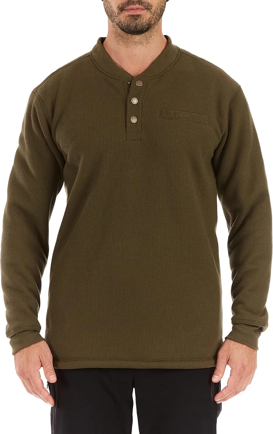 Smith's Workwear Men's Sherpa Bonded Thermal Henley Pullover