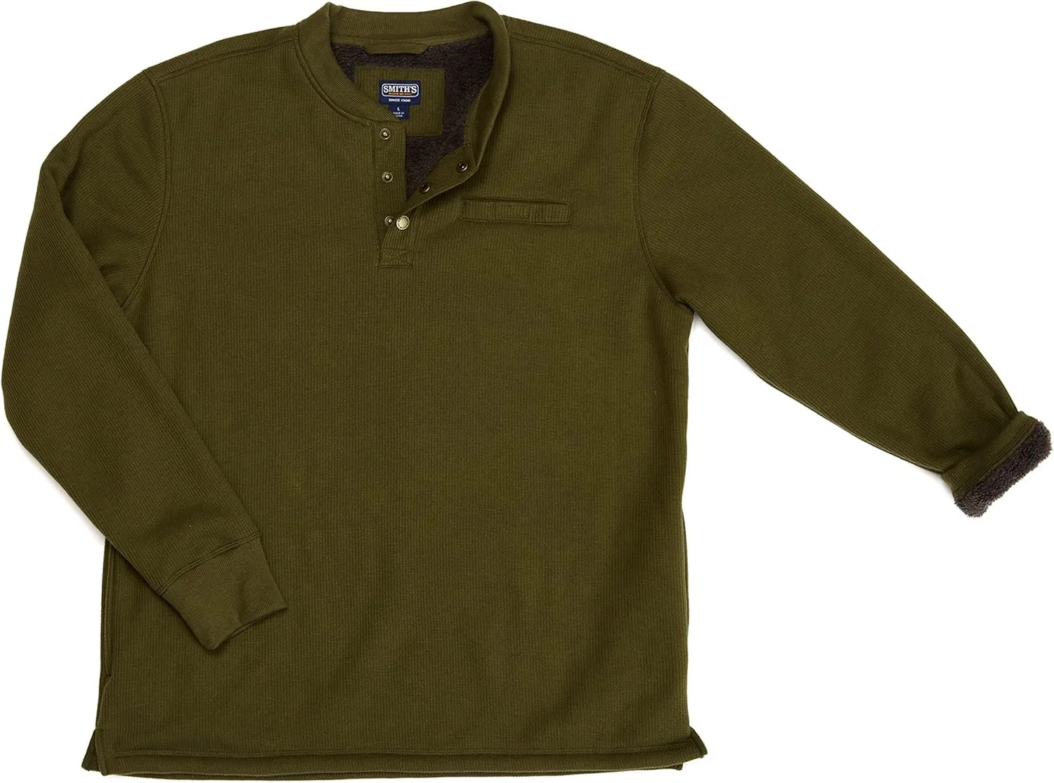 Smith's Workwear Men's Sherpa Bonded Thermal Henley Pullover