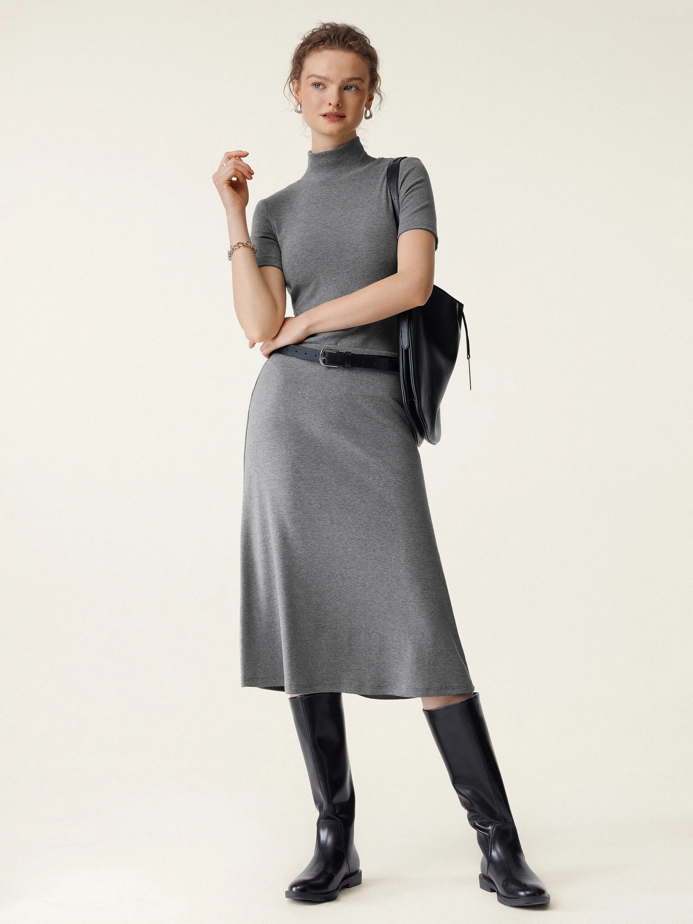 Soft Thermal Pull-On Midi Skirt