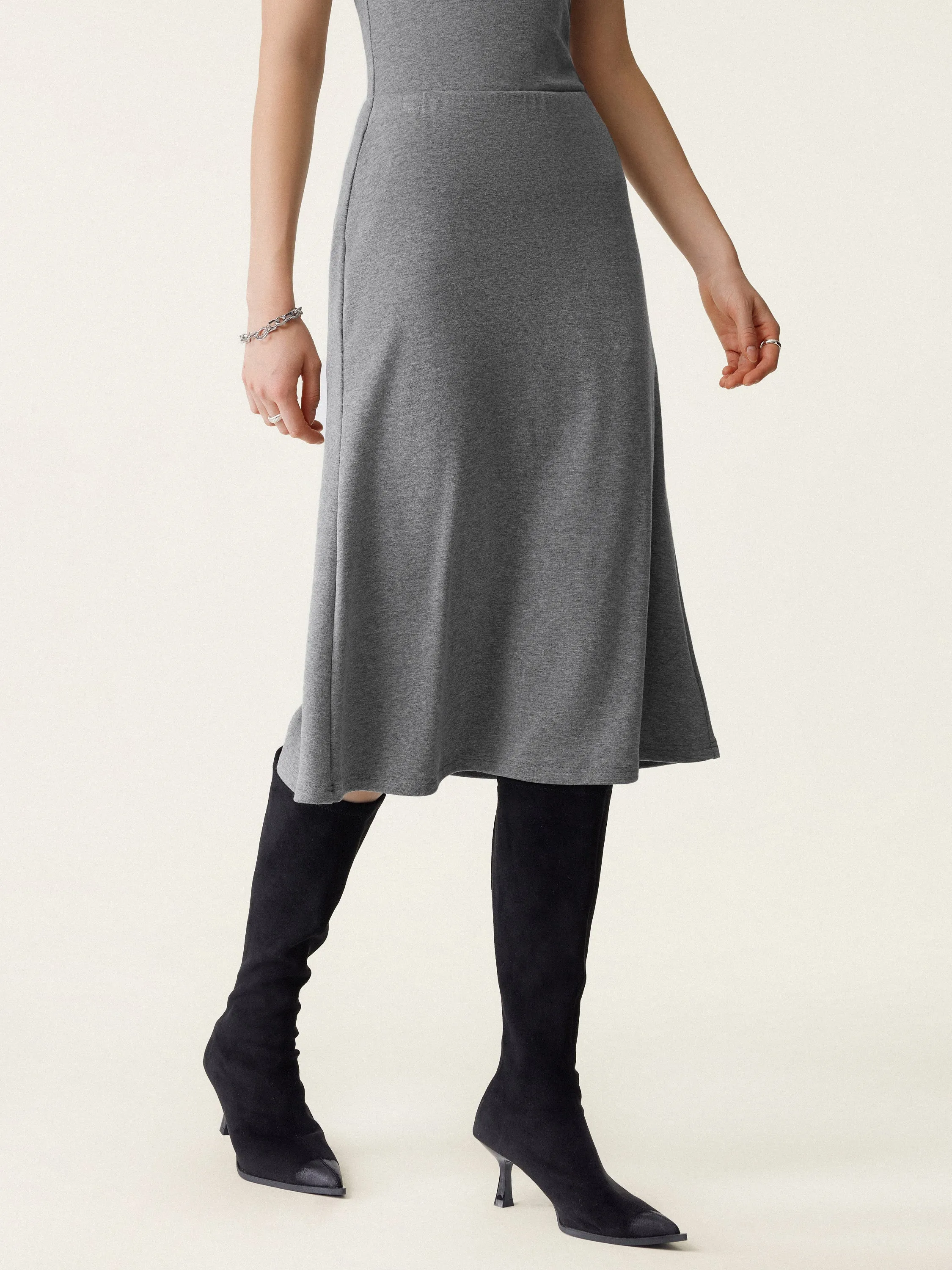 Soft Thermal Pull-On Midi Skirt