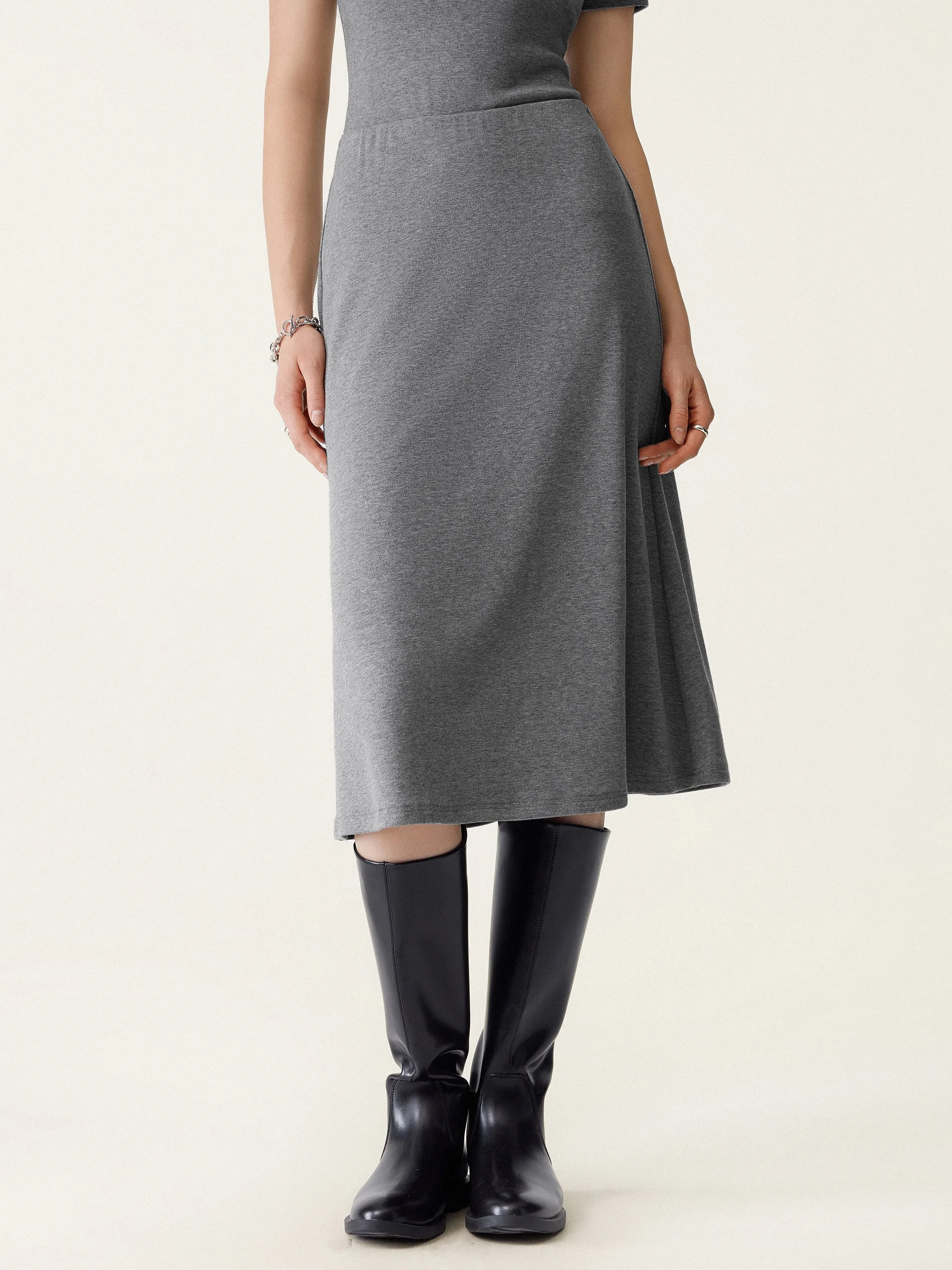 Soft Thermal Pull-On Midi Skirt