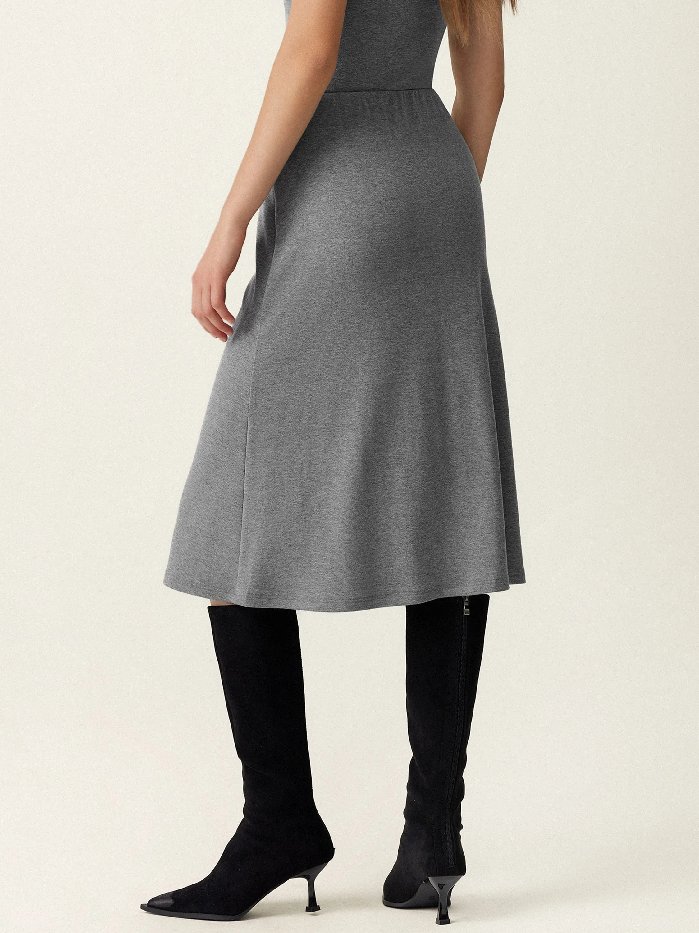 Soft Thermal Pull-On Midi Skirt