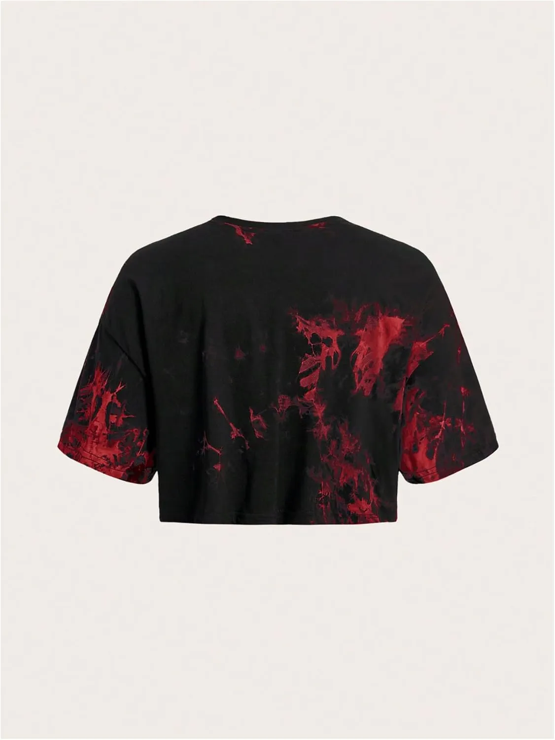 SOLY HUX Women's Plus Size T Shirt Tie Dye Skull Graphic Print Half Sleeve Tee Crop Tops