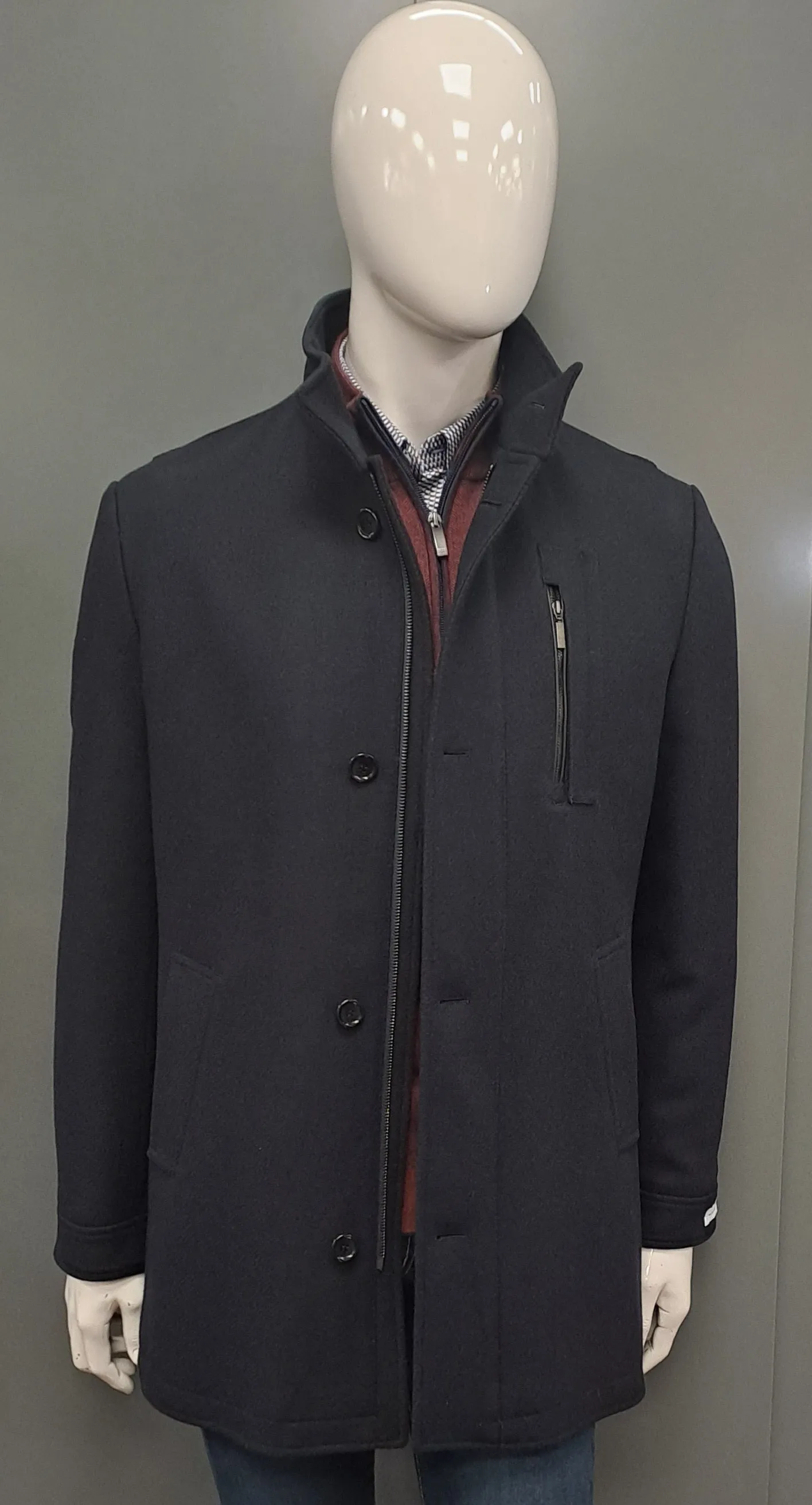 White Label Mason Wool Coat - Navy