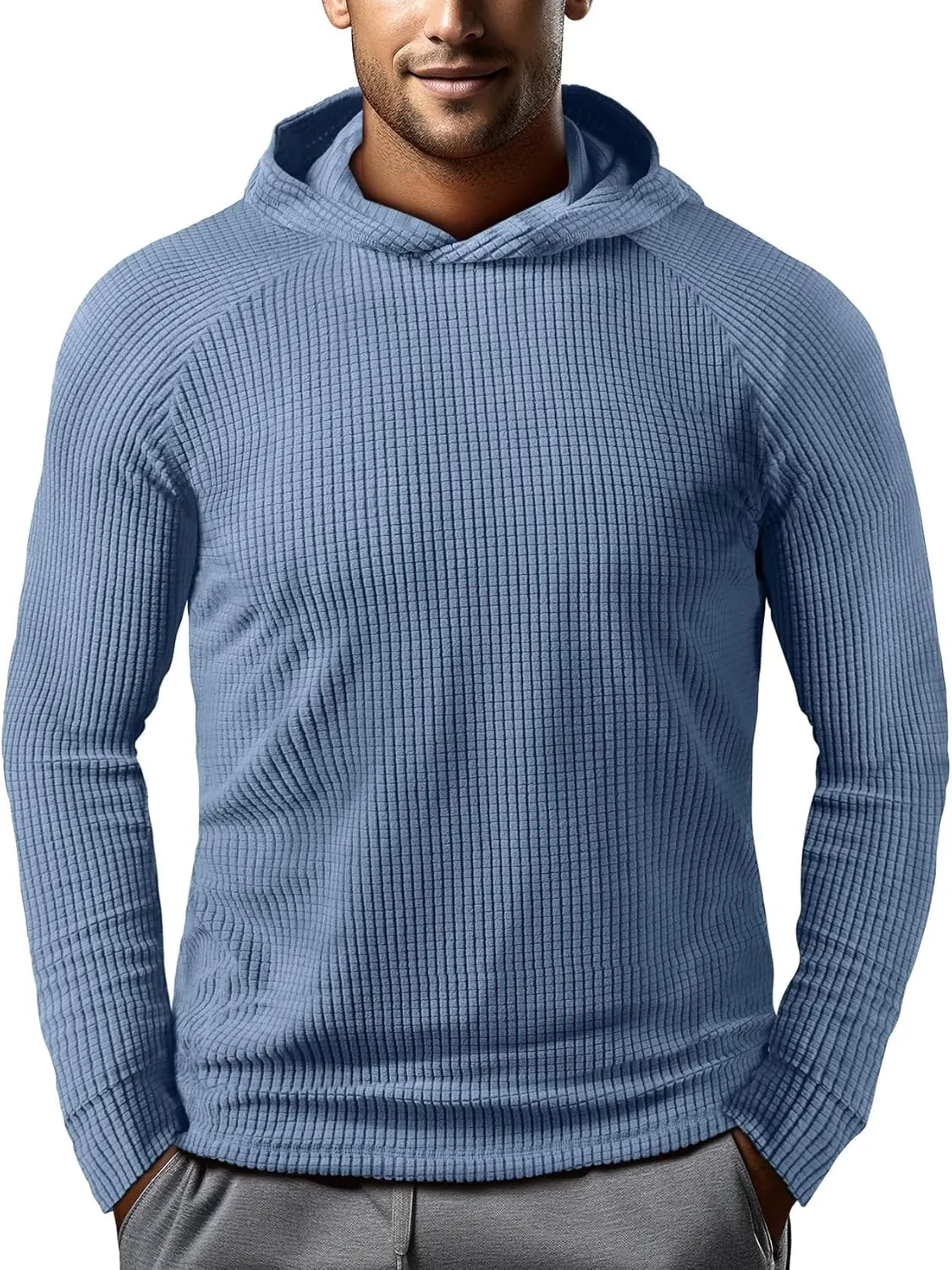 Zengjo Workout Hoodies for Men Lightweight Athletic Running Performance Pullover Hooded T-Shirts Long Sleeve Thermal
