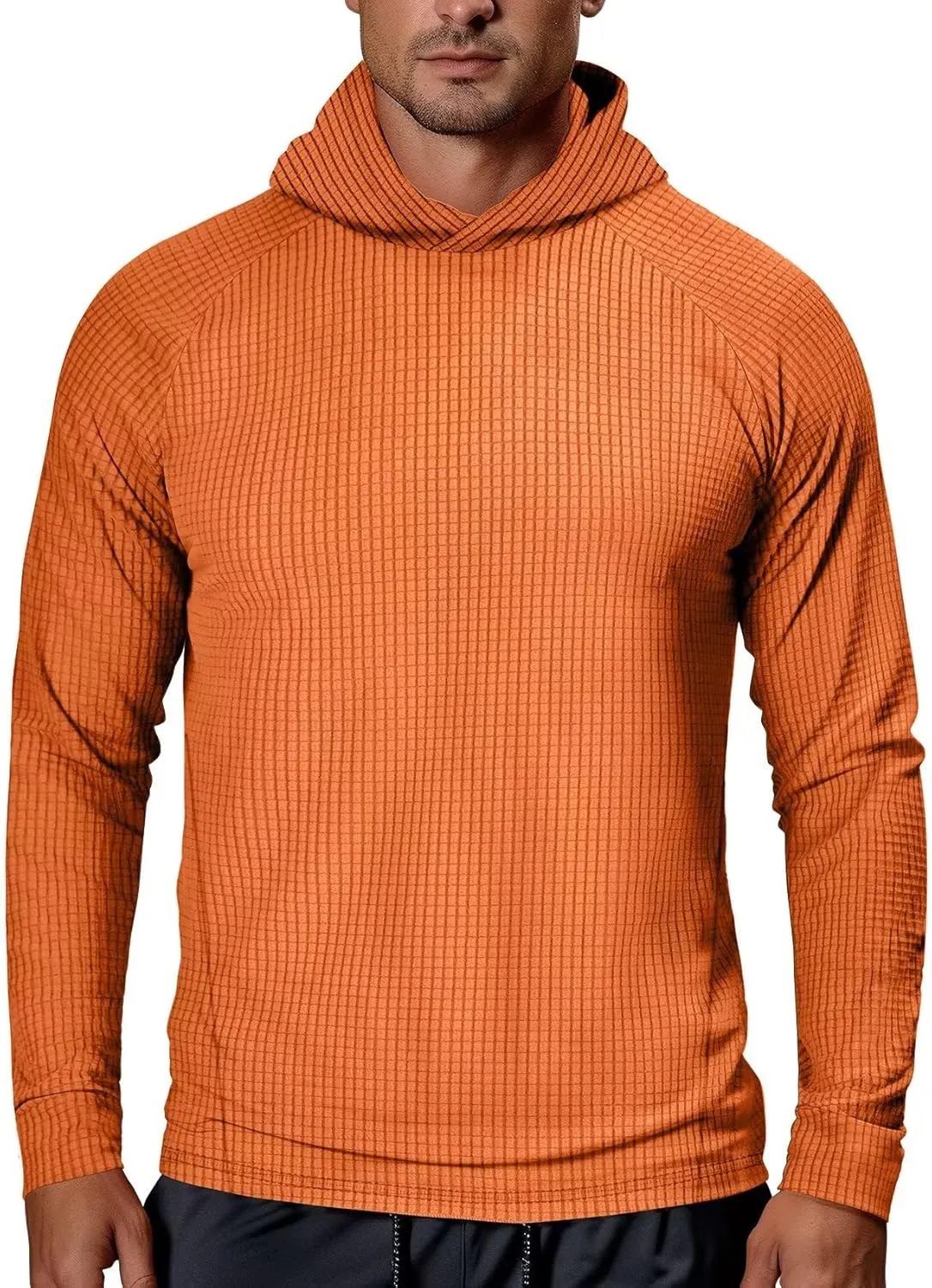 Zengjo Workout Hoodies for Men Lightweight Athletic Running Performance Pullover Hooded T-Shirts Long Sleeve Thermal