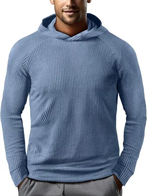 Zengjo Workout Hoodies for Men Lightweight Athletic Running Performance Pullover Hooded T-Shirts Long Sleeve Thermal