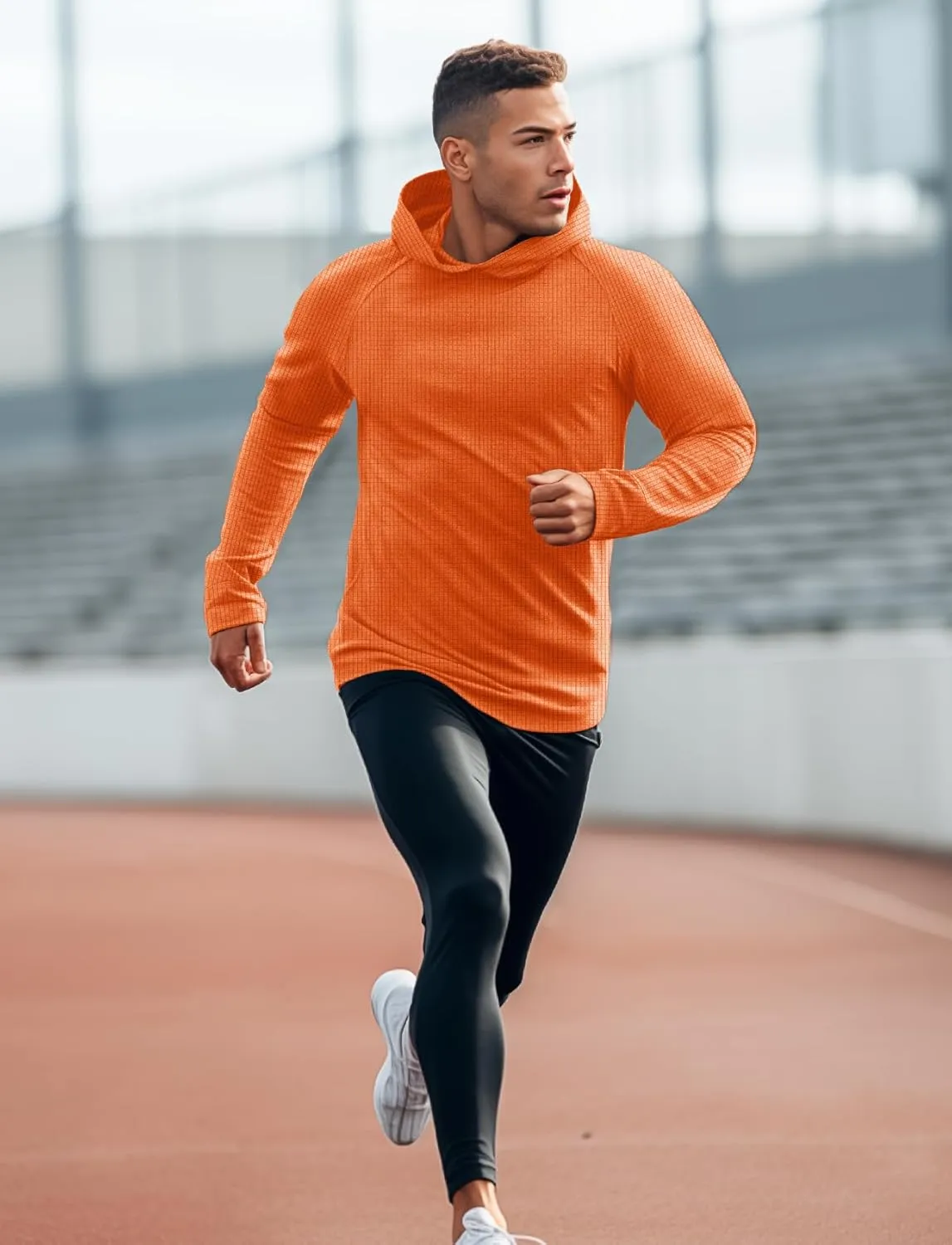 Zengjo Workout Hoodies for Men Lightweight Athletic Running Performance Pullover Hooded T-Shirts Long Sleeve Thermal